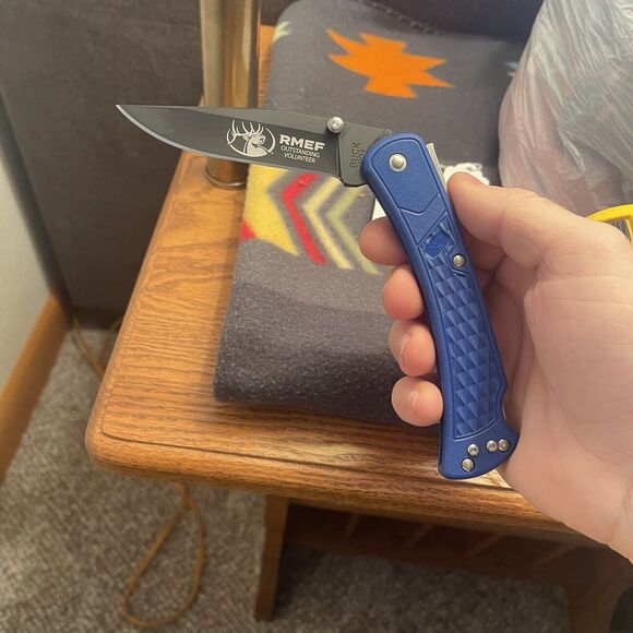 Buck 110 Rocky Mountain Elk Foundation Knife RMEF Folding Blade - NEW Rare - Picture 4 of 11